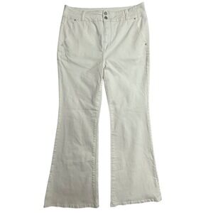 Risen Jeans Womens 2XL White Flare High Rise Double Button Denim Pants